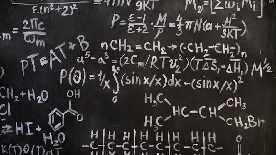 Mathematical equations on a blackboard